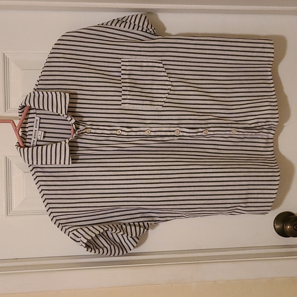 HYFVE Women's Black/White‎ Striped Size Large Blouse